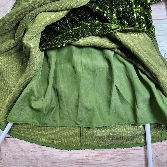 ASOS Design Womens Size 6 Tall Green Sequin Mini Dress V Neck Draped - Picture 4 of 12